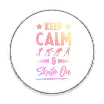 keep calm skate - Round  fridge magnet - white - Front