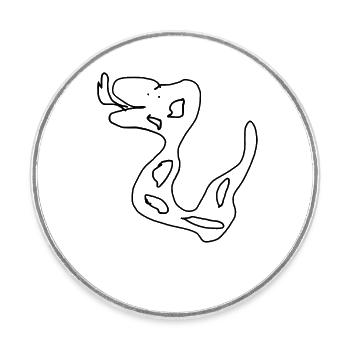 Snake - Round  fridge magnet - white - Front