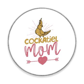Calopsitte Maman Perroquet Propriétaire Oiseau Aviaire - Magnet rond - blanc - Devant