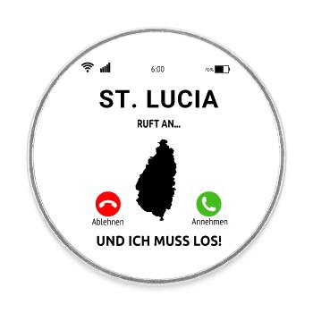 St. Lucia Karibik Insel Saint Lucia Urlaub Idee - Runder Kühlschrankmagnet - Weiß - Vorne