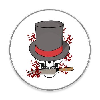 Skull Killer Knife Halloween Mafia Italy - Round  fridge magnet - white - Front