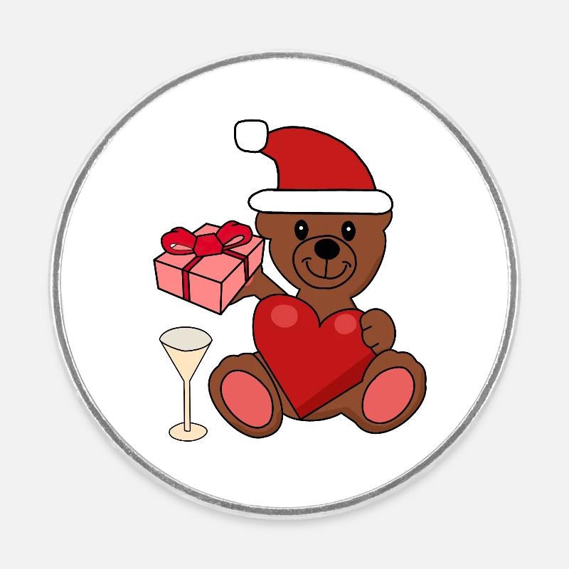 Teddy Bear Christmas Party Celebrate Christmas Gift - Round  fridge magnet - white