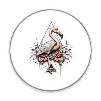 Flamant - Magnet rond - blanc - Devant