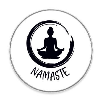 Yoga / Namaste - Magnet rond - blanc - Devant