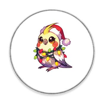Noël guirlandes lumineuses calopsitte - Magnet rond - blanc - Devant