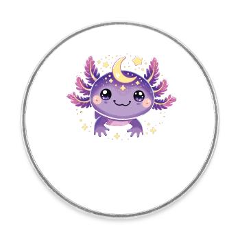 Magisches Mond Sterne lila Axolotl - Runder Kühlschrankmagnet - Weiß - Vorne