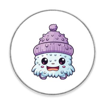 Winter Eskimo Comic Winterlich - Runder Kühlschrankmagnet - Weiß - Vorne