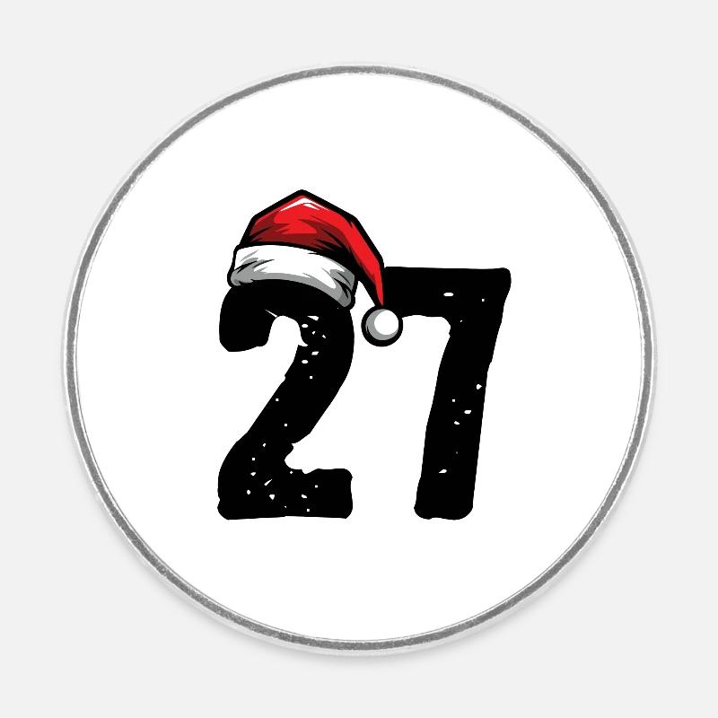 27 Numéro Noël - Magnet rond - blanc