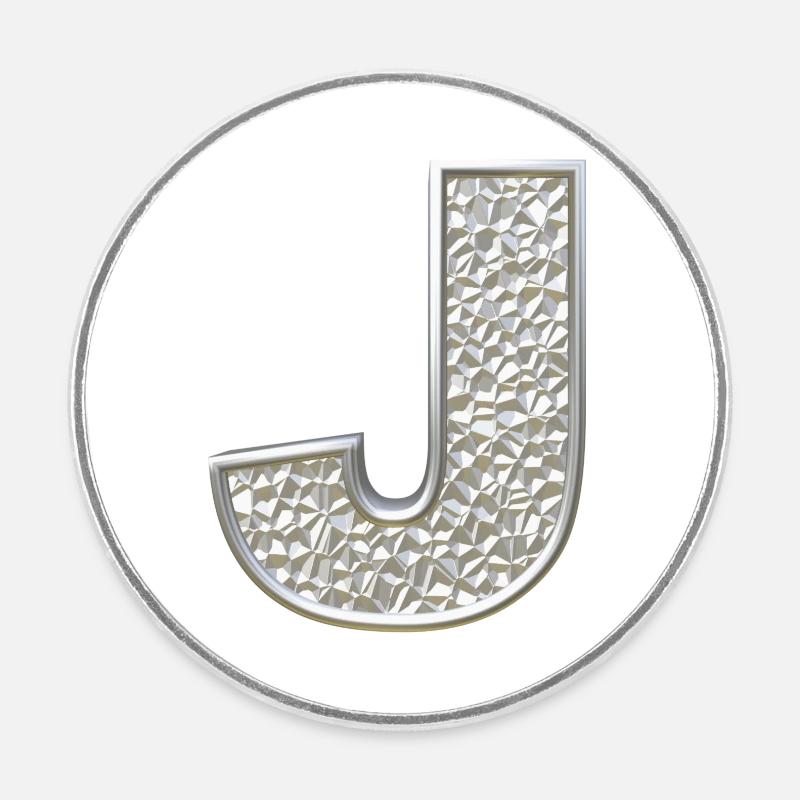 J, lettre, lettre J, initiale, initiale J, monogramme, - Magnet rond - blanc