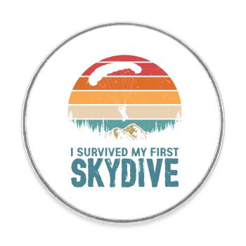 I Survived My First Skydive Skydiver Parachute - Runder Kühlschrankmagnet - Weiß - Vorne