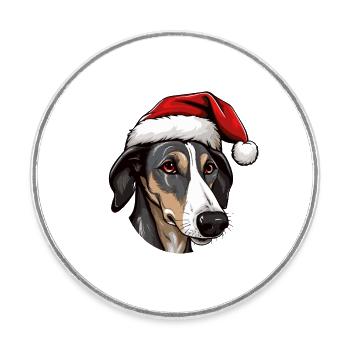 Tête de chien lévrier Noël Noël - Magnet rond - blanc - Devant