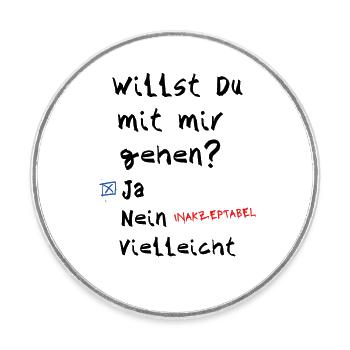 Willst du mit mir gehen - Runder Kühlschrankmagnet - Weiß - Vorne