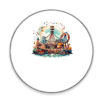 Amusement Park Fair, Fairground, Folk Festival - Round  fridge magnet - white - Front