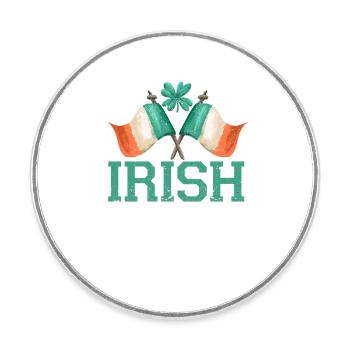 Patriotic Irish Flag Ireland Shamrock Leaf - Round  fridge magnet - white - Front