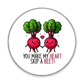 You make my heart beat faster Beetroot - Round  fridge magnet - white - Front
