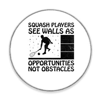 Joueur de squash Joueur de squash Joueur de tennis Raquetball Spor - Magnet rond - blanc - Devant
