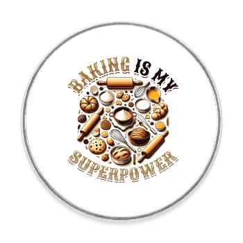 Baking Superpower Bäcker Nachtisch Konditor - Runder Kühlschrankmagnet - Weiß - Vorne