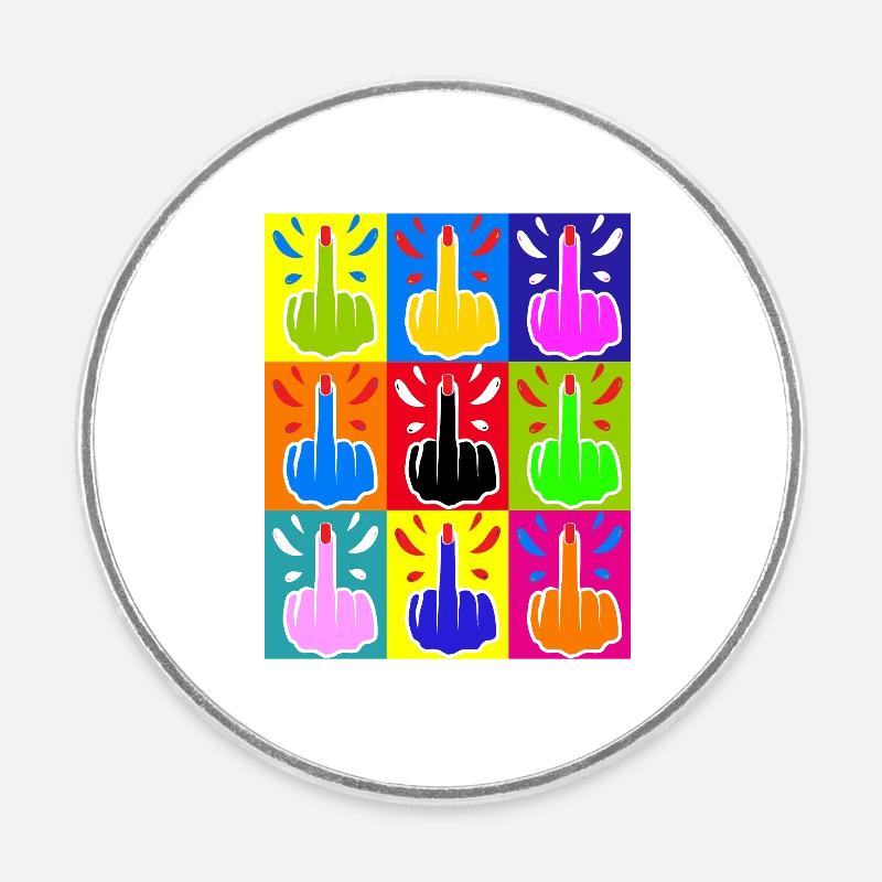Middle Finger Pop Colour Tie Dye Cool - Round fridge magnet - white
