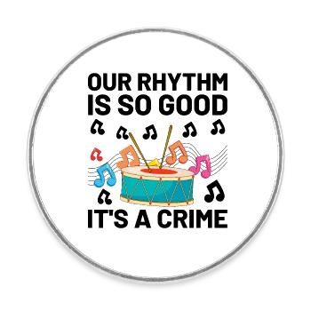 Corps de tambours Fanfare Drum Corp Musique Percussio - Magnet rond - blanc - Devant