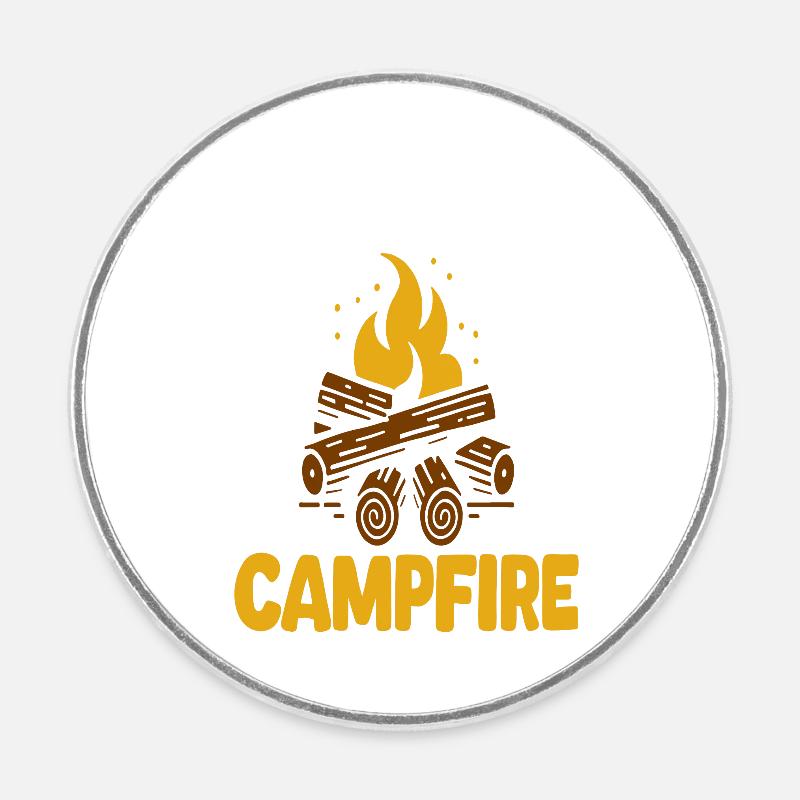 Maître du feu de camp - Magnet rond - blanc