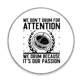 Corps de tambours Fanfare Drum Corp Musique Percussio - Magnet rond - blanc - Devant