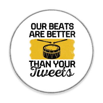 Corps de tambours Fanfare Drum Corp Musique Percussio - Magnet rond - blanc - Devant