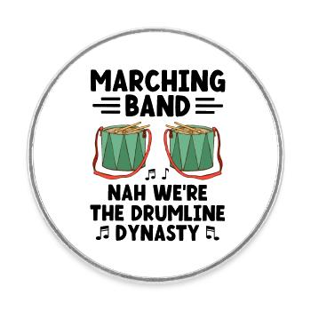 Corps de tambours Fanfare Drum Corp Musique Percussio - Magnet rond - blanc - Devant