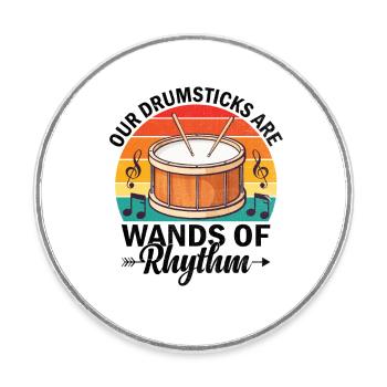 Corps de tambours Fanfare Drum Corp Musique Percussio - Magnet rond - blanc - Devant
