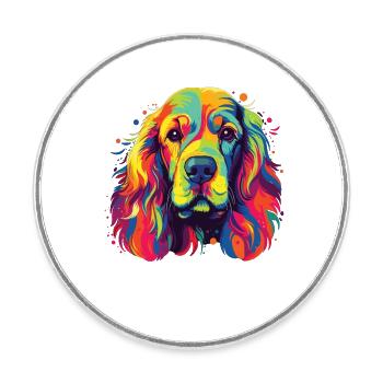 Aquarelle coloré American Cocker Spaniel - Magnet rond - blanc - Devant
