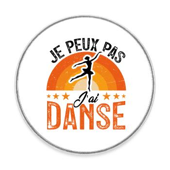 j'peux pas j'ai Danse - Retro Vintage - Magnet rond - blanc - Devant