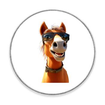 Cheval, Fille De Cheval, Cavalier, Poney, Écurie, Chevaux - Magnet rond - blanc - Devant