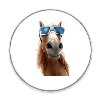 Cheval, Fille De Cheval, Cavalier, Poney, Écurie, Chevaux - Magnet rond - blanc - Devant