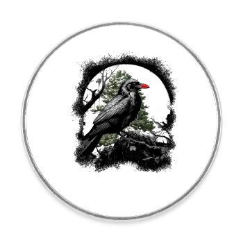 Oiseau corbeau magique Oiseaux d’horreur sombres - Magnet rond - blanc - Devant