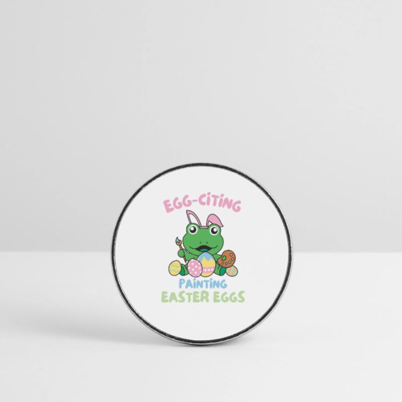 Cute Frogs for Easter with Easter Frog Eggs Round  fridge magnet