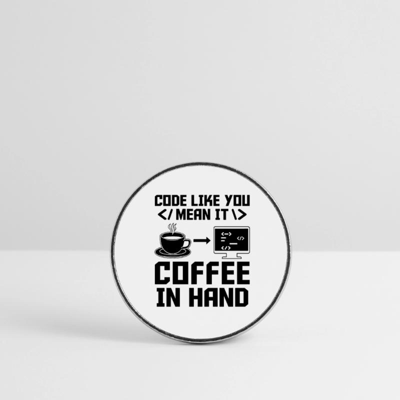 Café Codage Programmeur Codeur Développeur Nerd Coff Magnet rond