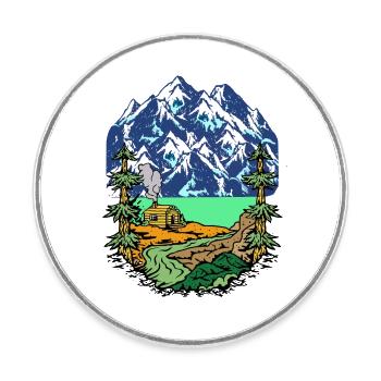 Alpes, Sommet, Montagnes, Beg Hut, Maison, Alm, Tyrol, Nature - Magnet rond - blanc - Devant