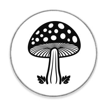 mushroom - Round  fridge magnet - white - Front