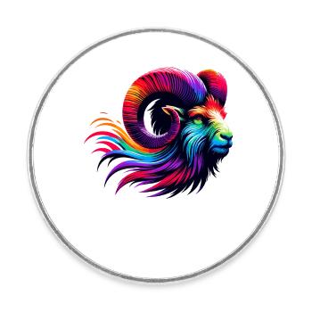Widder Sternzeichen Lebendiges Regenbogen-Design - Runder Kühlschrankmagnet - Weiß - Vorne