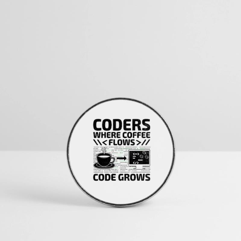 Café Codage Programmeur Codeur Développeur Nerd Coff Magnet rond