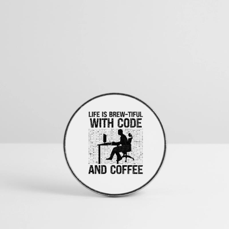 Café Codage Programmeur Codeur Développeur Nerd Coff Magnet rond