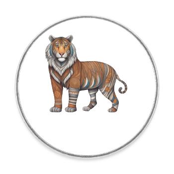 Lion, Animal, Wilderness, Tiger, Predator, Majestic, - Round  fridge magnet - white - Front