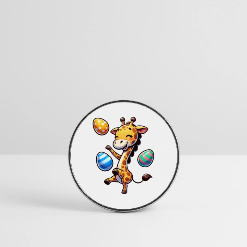 Easter Giraffe, Juggling Easter Eggs Round  fridge magnet