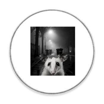 Permet de manger des ordures et de se faire frapper par un opossum de voiture - Magnet rond - blanc - Devant