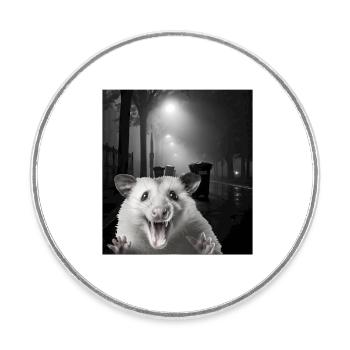 Permet de manger des ordures et de se faire frapper par un opossum de voiture - Magnet rond - blanc - Devant