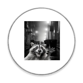 Permet de manger des ordures et de se faire frapper par un raton laveur - Magnet rond - blanc - Devant