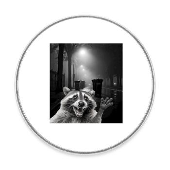 Permet de manger des ordures et de se faire frapper par un raton laveur - Magnet rond - blanc - Devant