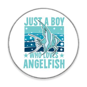 Juste un garçon qui aime les poissons-anges - Magnet rond - blanc - Devant