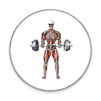 Entraînement de remise en forme du squelette - Magnet rond - blanc - Devant