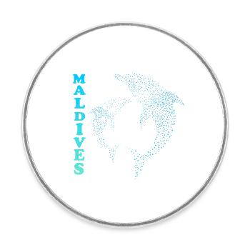 Malediven Delfine Maldives Dauphins - Magnet rond - blanc - Devant