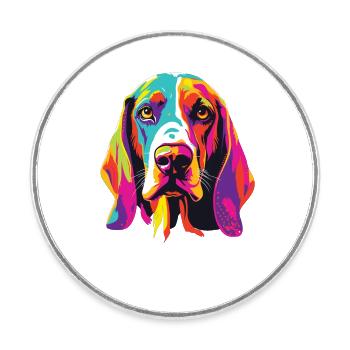 Watercolor Colorful Treeing Walker Coonhound - Round  fridge magnet - white - Front